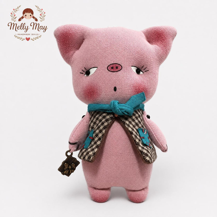 Moody Pig Handmade Hanging Doll