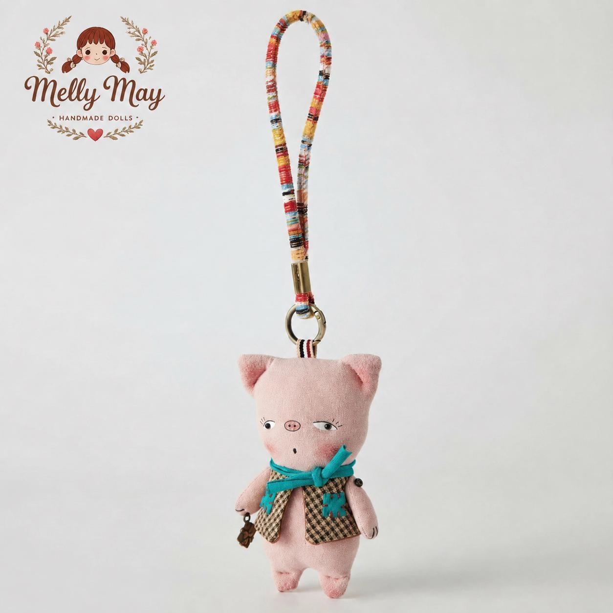 Moody Pig Handmade Hanging Doll