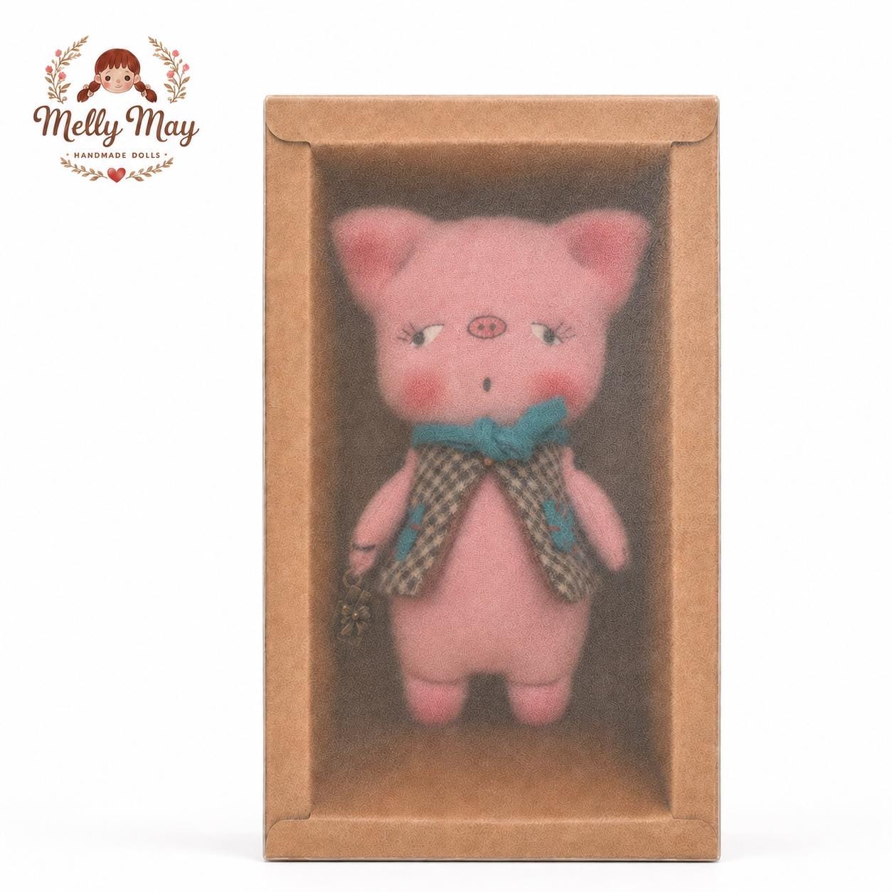 Moody Pig Handmade Hanging Doll
