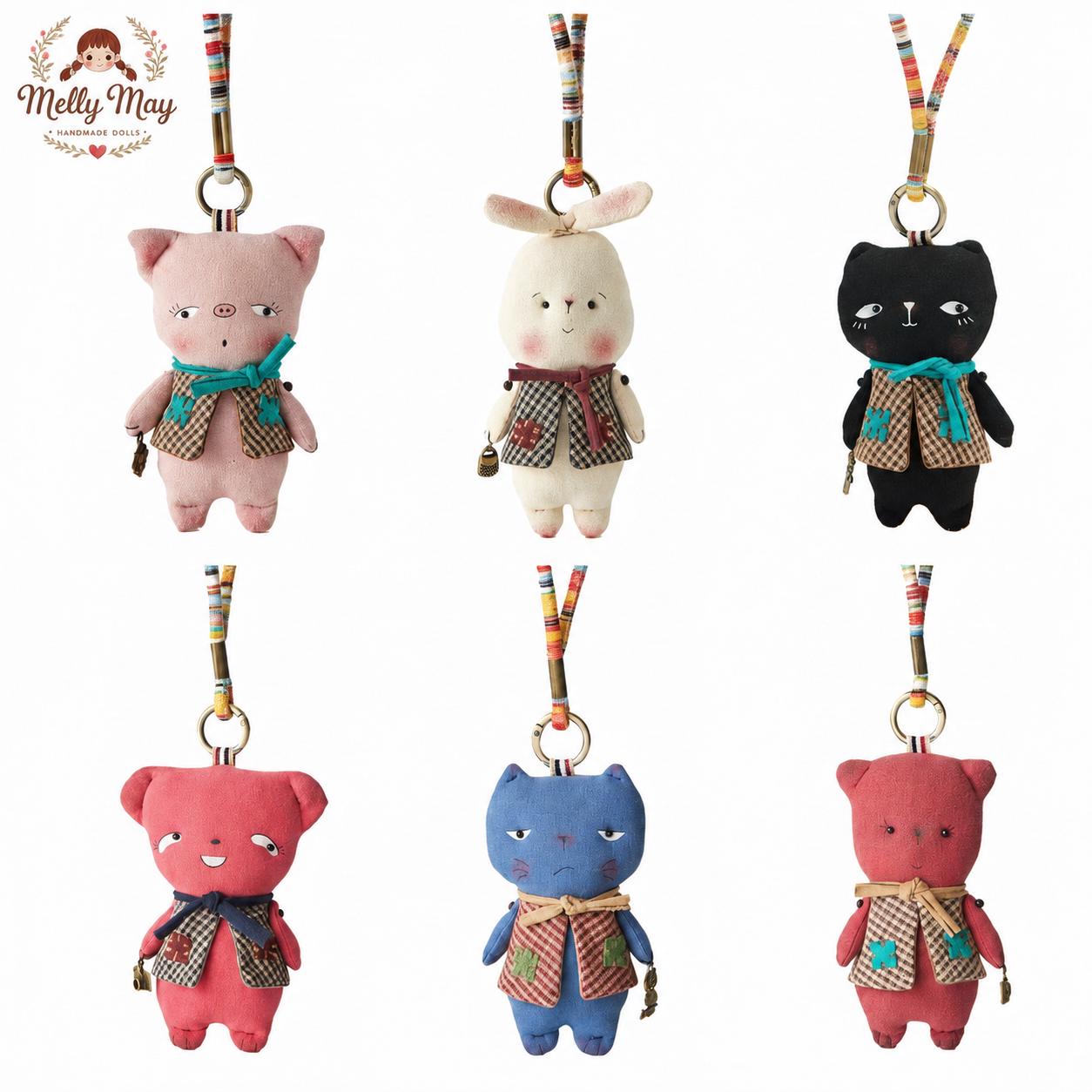 Pouty Cat Handmade Bag Charm, Moody Fabric Keychain, Quirky Cat Lover Gift