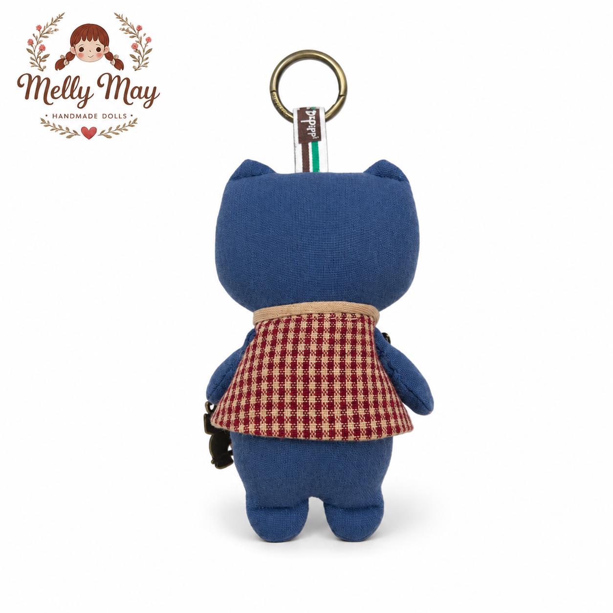 Pouty Cat Handmade Bag Charm, Moody Fabric Keychain, Quirky Cat Lover Gift