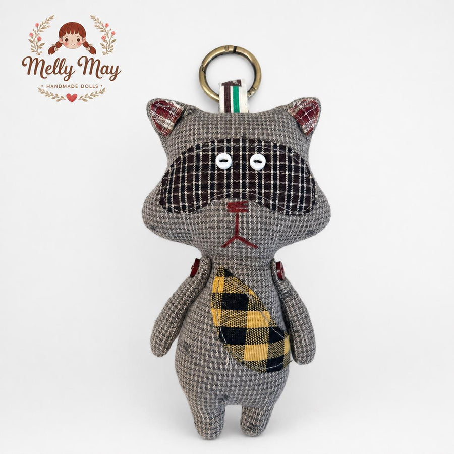 Doodle Raccoon Handmade Bag Charm