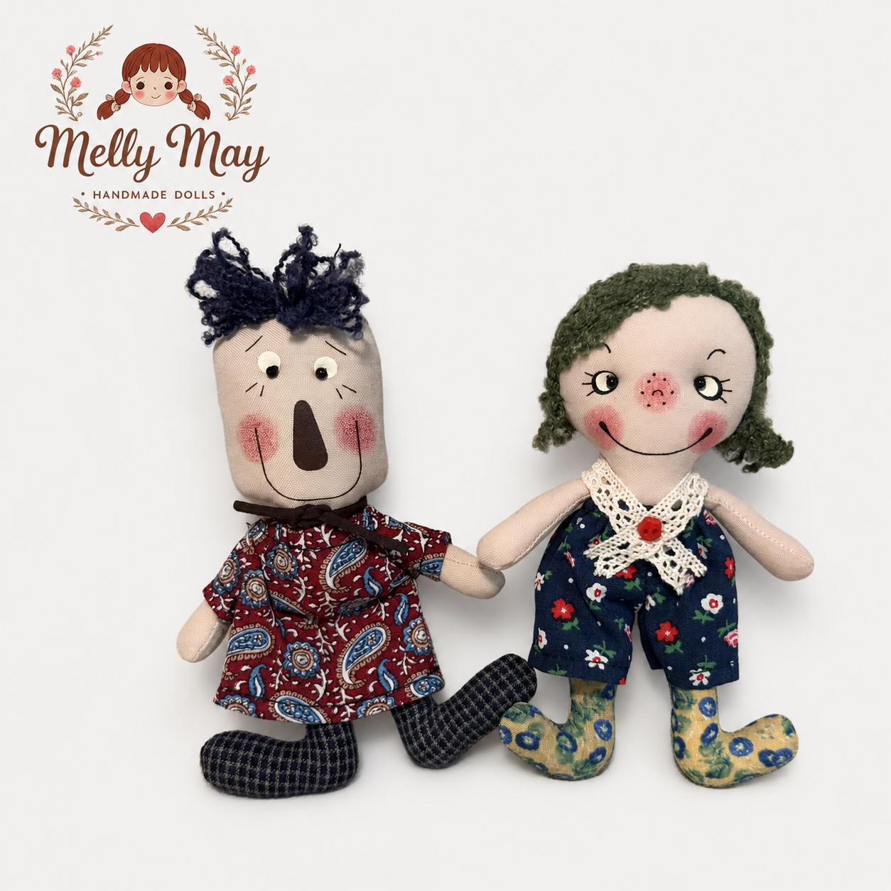 Green Haired Cloth Doll Charm, Handmade Rag Doll Keychain, Baby Shower Keepsake