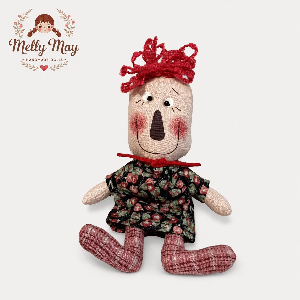 Red Haired Boy Doll Bag Charm, Handmade Cloth Rag Doll, Baby Shower Gift